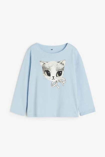 Реглан для девочки голубой Кот H&M 92см (400097780) - Фото 1 Реглан для девочки голубой Кот H&M 92см (400097780) - изображение 1