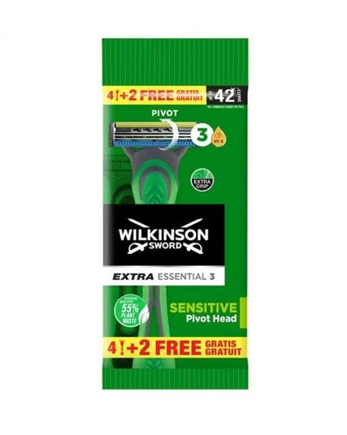 Одноразовий верстат для гоління чоловічий Wilkinson Sword Extra Essential 3 Sensitive 6 шт - зображення 1