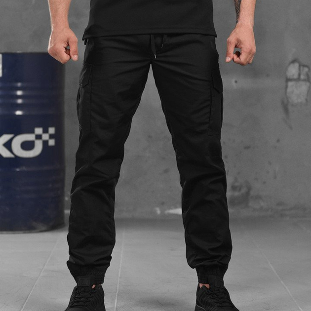 Мужские Брюки рип-стоп с накладными карманами черные размер 2XL - изображение 1