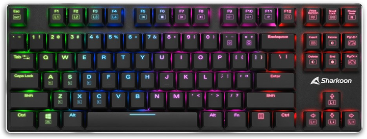 Клавіатура дротова Sharkoon PureWriter TKL RGB Kailh Blue USB Black (4044951021529) - зображення 1