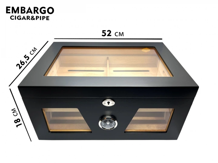 Х'юмідор для зберігання 100 сигар Black Matte Cedar Wood - изображение 6