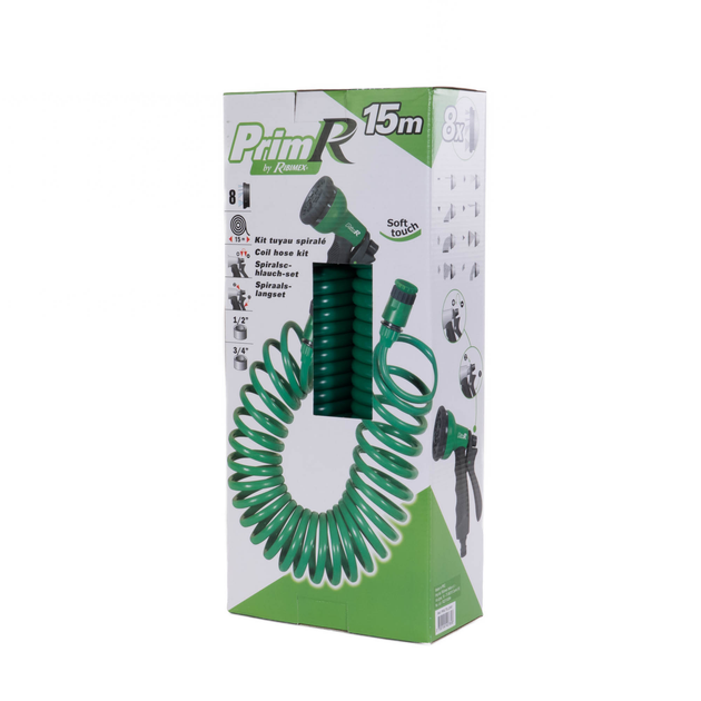 Wąż ogrodowy Ribimex PrimoLand 3/4 spiralny z pistoletem 15 m (3700194407858) - obraz 3