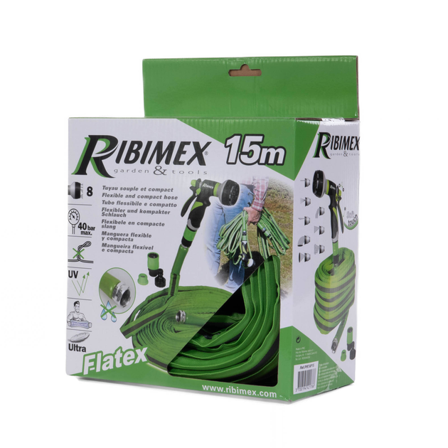 Wąż ogrodowy Ribimex rozciągliwy z pistoletem o 8 trybach 15 m (3700194421786) - obraz 4