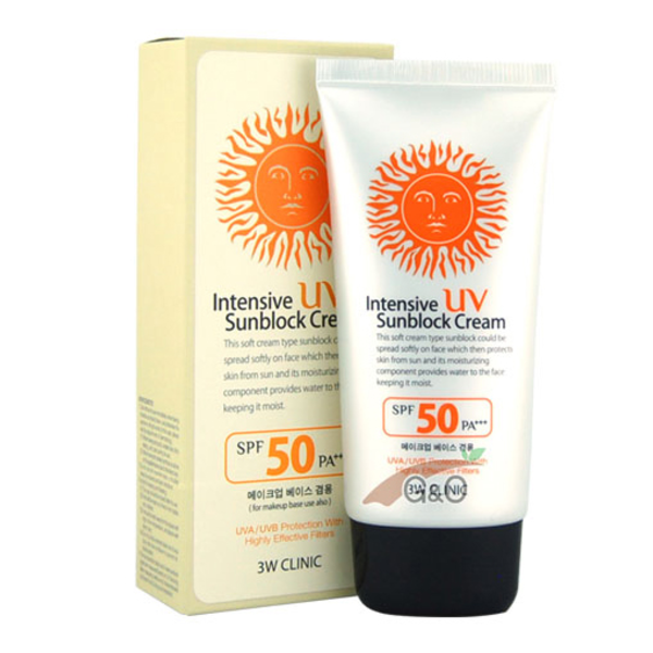 Легкий сонцезахисний крем 3W Clinic Intensive Uv Sunblock Cream SPF50+ PA+++ 70мл - Фото 1 Легкий сонцезахисний крем 3W Clinic Intensive Uv Sunblock Cream SPF50+ PA+++ 70мл - зображення 1