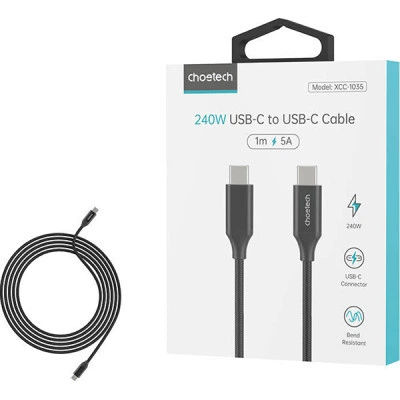 Дата кабель USB-C to USB-C 2.0m 240W Choetech (XCC-1036-BK) - Фото 4 Дата кабель USB-C to USB-C 2.0m 240W Choetech (XCC-1036-BK) - изображение 4