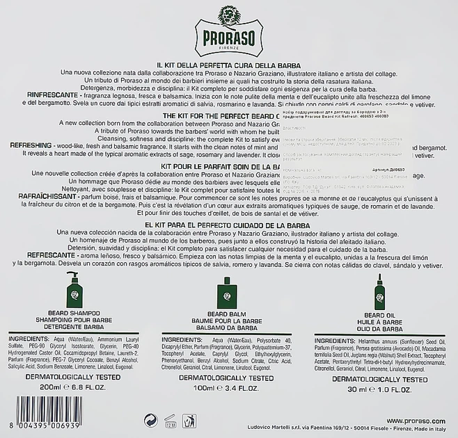 Набір для бороди - Proraso Refreshing Gift Set (beard wash/200ml + beard balm/100ml + beard oil/30ml) (762361-75371) - изображение 3