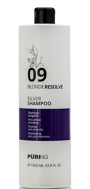 Шампунь для нейтралізації жовтих відтінків - Puring 09 Blonde Resolve Silver Shampoo 1000ml (1265675-1329439) - изображение 2