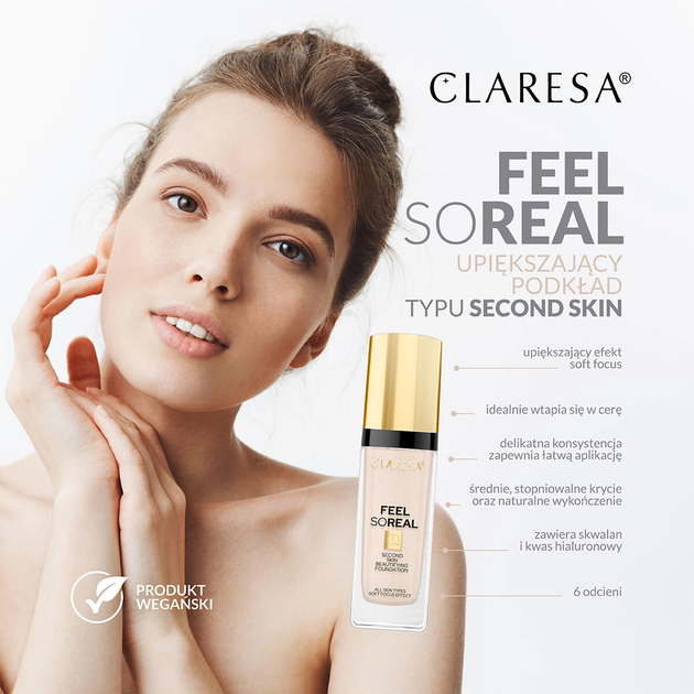 Тональний крем для обличчя Claresa Feel SoReal вирівнюючий недосконалості 03 Light Medium 34 г (5903819812541) - зображення 2