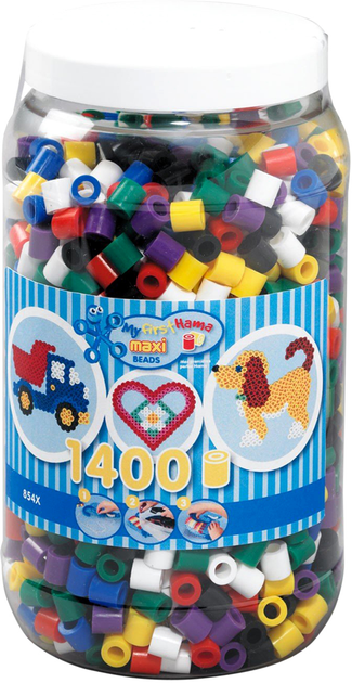 Набір для термомозаїки Hama Maxi Beads у банці 1400 шт (0028178085407) - зображення 1