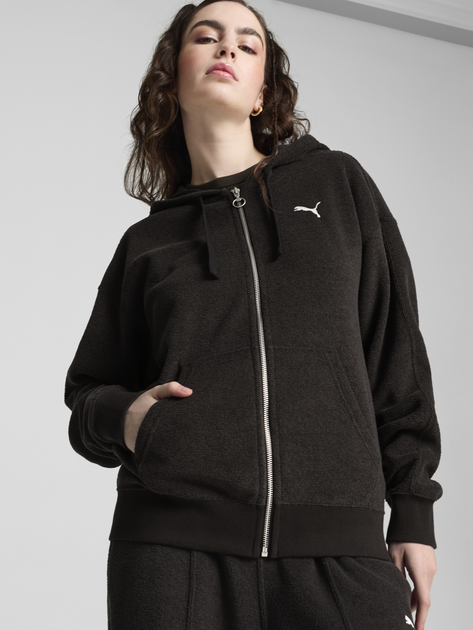 Акція на Толстовка на блискавці утеплена з капюшоном жіноча Puma Her Full-Zip Hoodie 68163601 XL Чорна від Rozetka