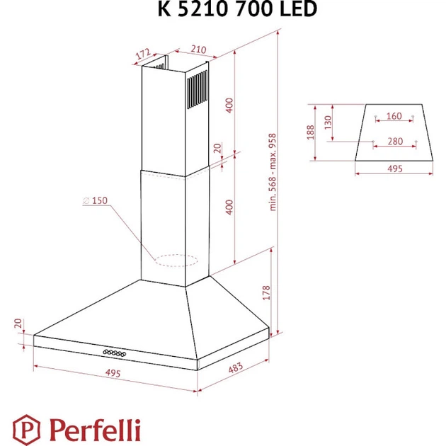 Витяжка Perfelli K 5210 I 700 LED - изображение 9
