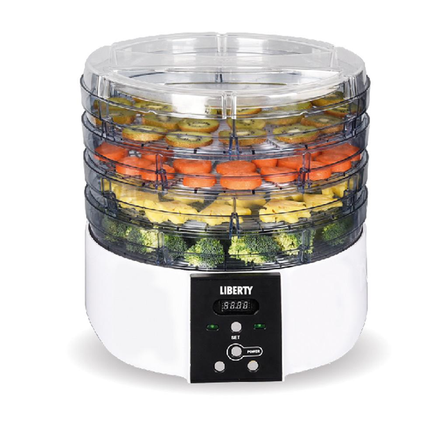 Сушилка 12 л для овощей и фруктов мяса рыбы электрическая Liberty FD-3314W 600 Вт таймер LED-дисплей, 4 лотка, дегидратор пищевой - изображение 2