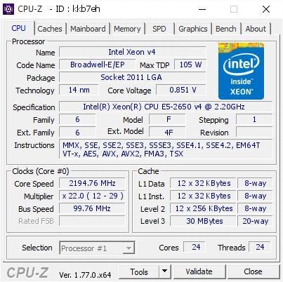 Процессор Intel Xeon E5-2650 V4 2,2 GHz (2,9 GHz) 12 ядер Socket 2011-3 (LGA2011-3) SR2N3 (Б/У) (№3153) - изображение 3