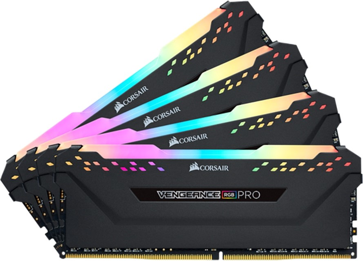 Оперативна пам'ять Corsair DDR4-3200 32768MB PC4-25600 (Kit of 4x8192) Vengeance RGB Pro Black (CMW32GX4M4C3200C16) - зображення 1