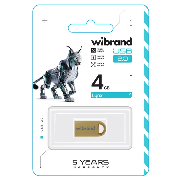 Флеш память флешка Wibrand Lynx 4Gb USB 2.0 Gold (WI2.0/LY4M2G) - изображение 2