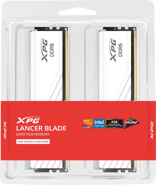 Pamięć RAM ADATA DDR5-6400 49152MB PC5-51200 (Kit of 2x24576) Lancer Blade RGB White (AX5U6400C3224G-DTLABRWH) - obraz 2