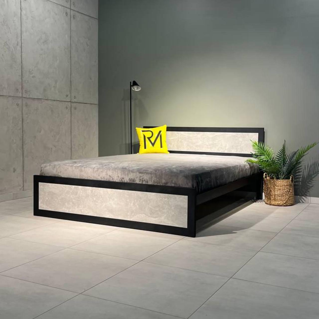 Кровать двуспальная MebliRoMax Loft 140х200 Индастриал/Черный ...
