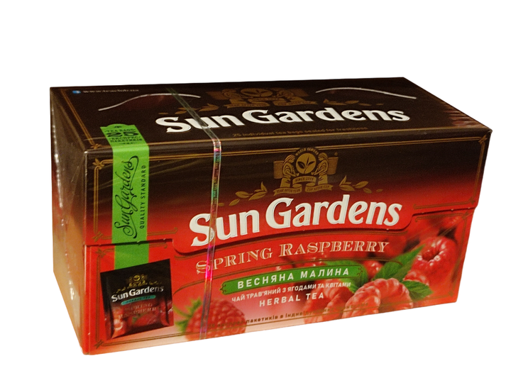 Чай цветочный Sun Gardens Spring Raspberry с каркаде, яблоком, малиной, шиповником 25 пакетиков - Фото 2 Чай цветочный Sun Gardens Spring Raspberry с каркаде, яблоком, малиной, шиповником 25 пакетиков - изображение 2