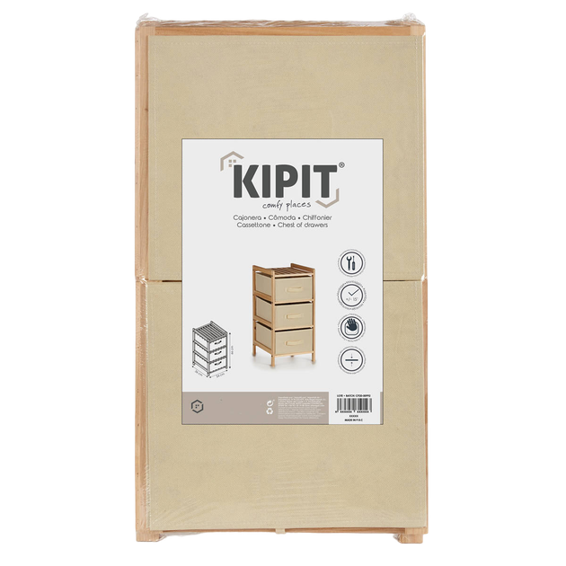 Комод Kipit с 3 тканевыми ящиками кремовый (8430852911216) - изображение 3