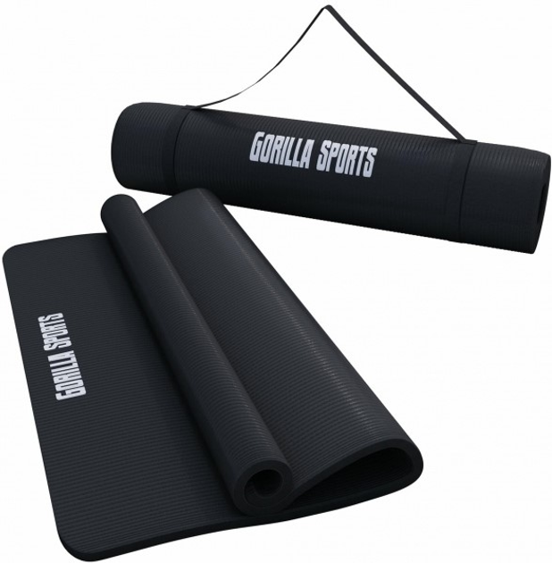 Килимок для тренувань, йоги, пілатесу Gorilla Sports Deluxe 190 x 60 x 1.5 см чорний (4260200843623) - зображення 1