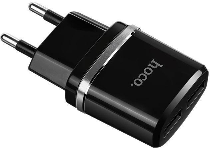 HOCO USB ЗАРЯДНИЙ ПРИСТРІЙ DOUBLE C 12 ART 7091 Чорний адаптер - Малюнок 1