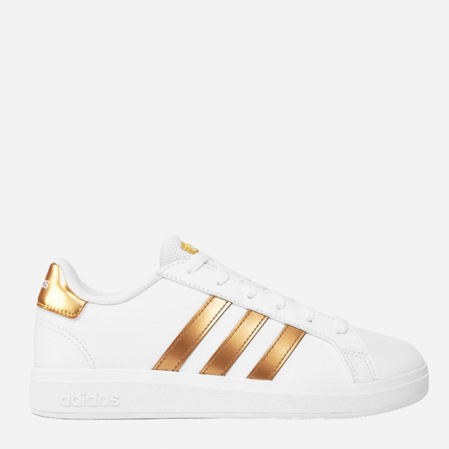 Trampki młodzieżowe dla dziewczynki adidas Originals Court 2.0 K 36.5 (4US) Biały/Złocisty (4066748258277) - obraz 1