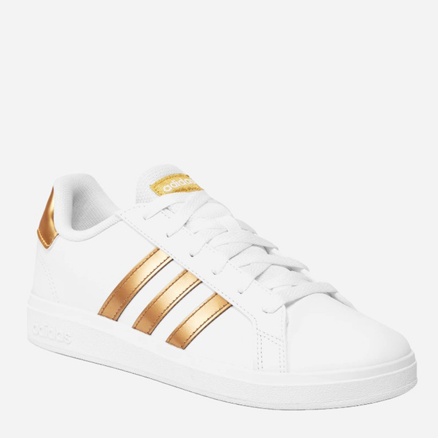 Trampki młodzieżowe dla dziewczynki adidas Originals Court 2.0 K 36 (3.5US) Biały/Złocisty (4066748262007) - obraz 2