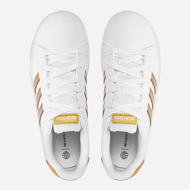 Підліткові кеди для дівчинк adidas Originals Court 2.0 K GY2578 39.5 (6US) Білий/Золотистий (4066748258321) - зображення 5
