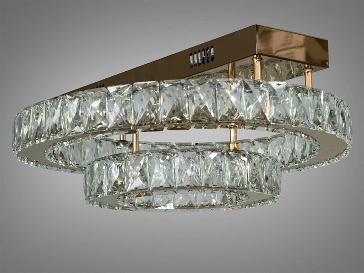 Хрустальная LED люстра для зала 40W золото с пультом 7708-2D/G - изображение 4