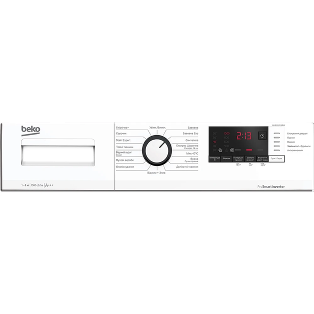 Beko Пральна машина фронтальна, 6кг, 1000, A+++, 45см, дисплей, інвертор, білий - изображение 6