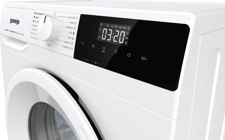 Gorenje Пральна машина фронтальна, 7кг, 1200, A, 43,5см, дисплей, пар, інвертор, білий - Фото 2 Gorenje Пральна машина фронтальна, 7кг, 1200, A, 43,5см, дисплей, пар, інвертор, білий - зображення 2