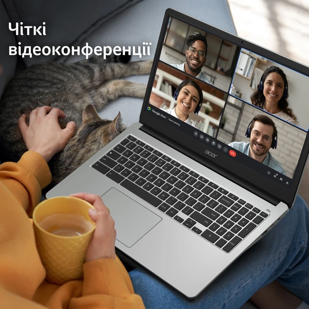 Acer Ноутбук Chromebook CB315-5H 15" FHD IPS, Intel C N100, 8GB, F128GB, UMA, ChromeOS, сріблястий - изображение 5