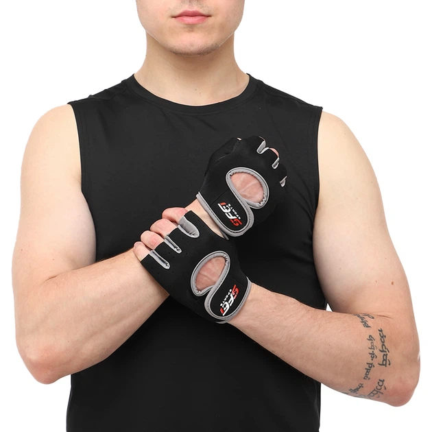 Рукавички для фітнесу та тренувань FITNESS S Pro розмір XL (неопрен, Чорний-сірий) (BC-893_Чорний-сірий_XL) - изображение 3