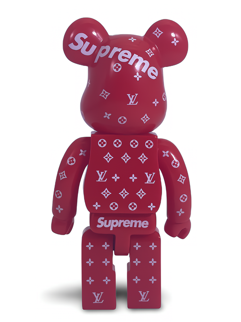 Статуэтка Bearbrick x Louis Vuitton x Supreme Red 200% 16 см Medicom Toy Известный бренд - изображение 9