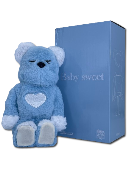 Статуетка Bearbrick x Valmuer Baby Blue 400% 28 см Medicom Toy Синій пухнастик - зображення 7