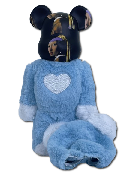 Статуетка Bearbrick x Valmuer Baby Blue 400% 28 см Medicom Toy Синій пухнастик - зображення 11