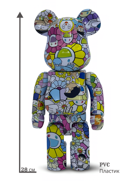 Статуэтка Bearbrick x Takashi Murakami x Smile 400% 28 см Medicom Toy Улыбающиеся цветы - изображение 9