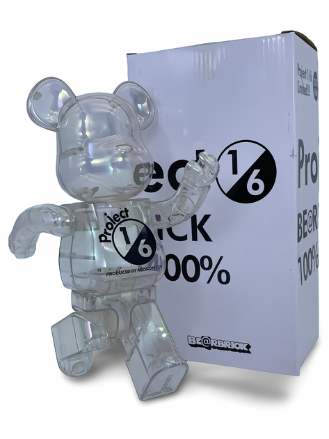 Статуетка Bearbrick x Project 1/6 x Clear Chrome White 400% 28 см Medicom Toy Голографічний - зображення 6