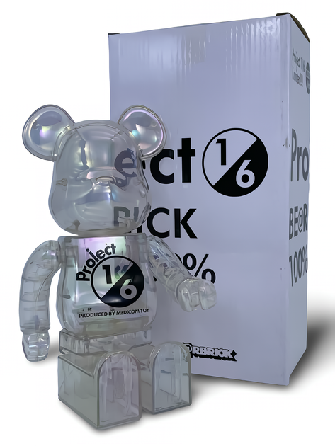 Статуетка Bearbrick x Project 1/6 x Clear Chrome White 400% 28 см Medicom Toy Голографічний - зображення 7