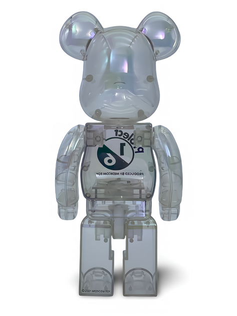 Статуетка Bearbrick x Project 1/6 x Clear Chrome White 400% 28 см Medicom Toy Голографічний - зображення 10