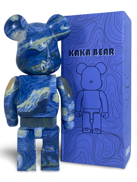 Статуетка Bearbrick x The Starry Night 400% 28 см Medicom Toy Глянцева версія - зображення 2