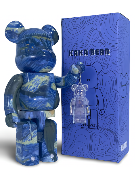 Статуетка Bearbrick x The Starry Night 400% 28 см Medicom Toy Глянцева версія - зображення 5