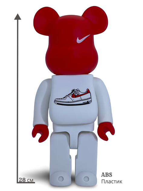 Статуетка Bearbrick x Nike Air Force 1 Red 400% 28 см Medicom Toy Phil Knight - зображення 9