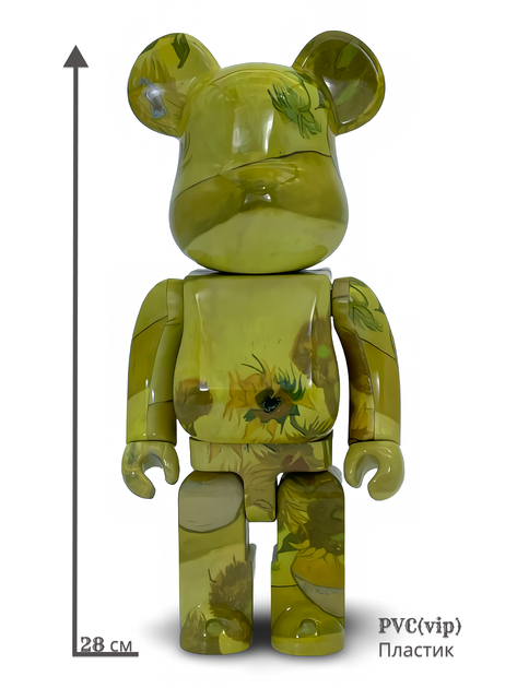 Статуетка Bearbrick x Van Gogh Museum x Sunflowers 400% 28 см Medicom Toy Соняшники - зображення 9