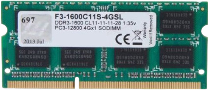 Оперативна пам'ять G.Skill DDR3-1600 4096MB F3-1600C11S-4GSL (4711148591720) - зображення 1