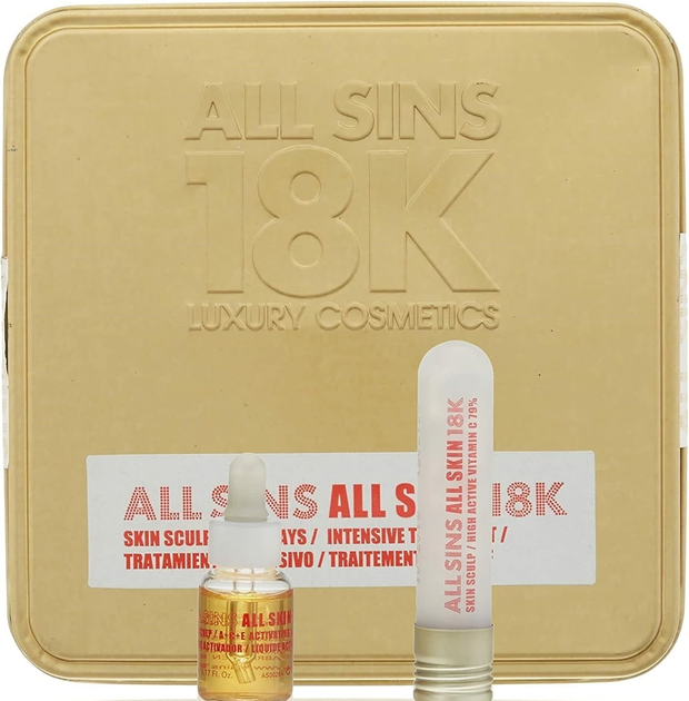 Zestaw do pielęgnacji twarzy All Sins 18k Sculp 7 Days Intensive Treatment Skoncentrowane kapsułki aktywnej witaminy C 79% 7 mg + Aktywator na bazie witamin A C i E 5 ml (8437015018263) - obraz 2