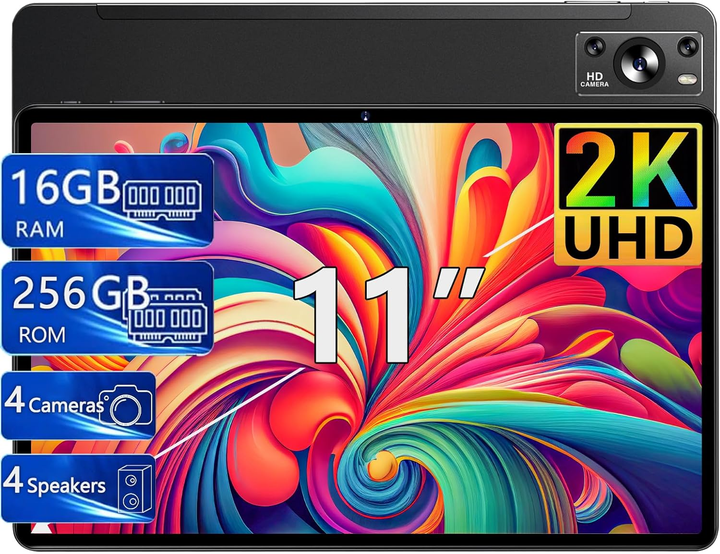 Планшет 11" 2K Jusyea J9 16/256Gb 8 ядер Android 13 8600 mAh Черный Factory Recertified - изображение 2