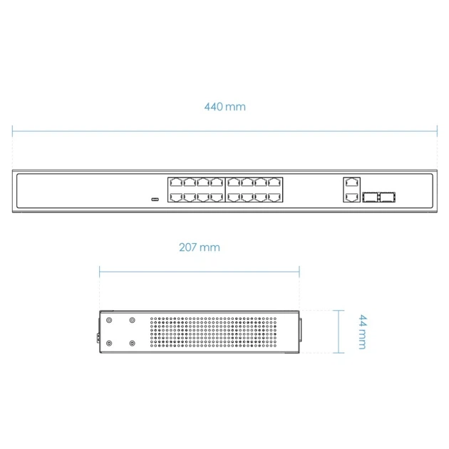Коммутатор VIVOTEK AW-FGT-180D-250 16xFE PoE + 2xGE черный (LKMTR_809659) - изображение 2