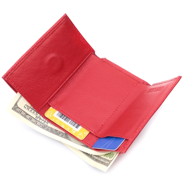 Маленький удобный кошелек с монетницей из натуральной кожи ST Leather 22741 Красный - Фото 7 Маленький удобный кошелек с монетницей из натуральной кожи ST Leather 22741 Красный - изображение 7
