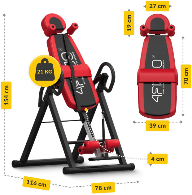 Стіл інверсійний 4FIZJO регульований Black/Red (P-5905973401944) - зображення 8